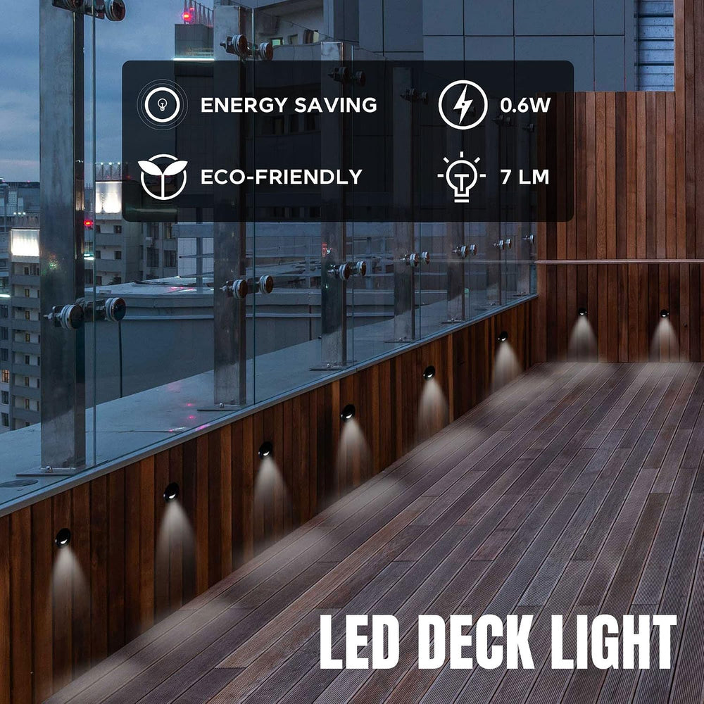 Yescom LumeStar 10-Pack 12V 7000K Cool White IP67 Outdoor Step Lights