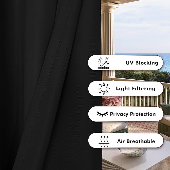 BONZER Outdoor Curtains for Patio Waterproof Thick Privacy Wide Grommet Light...