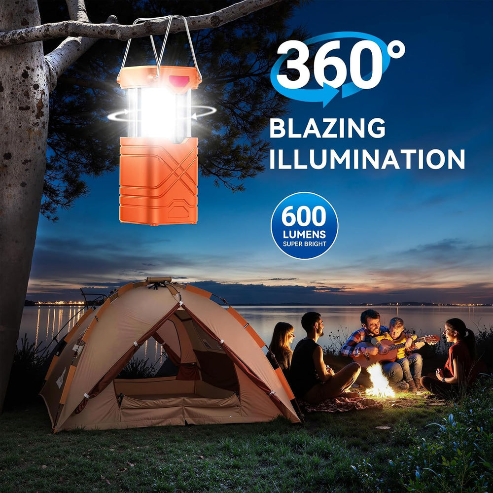 LETMY 4 Pack Camping Lantern, Rechargeable LED Lanterns, Solar Lantern Batter...