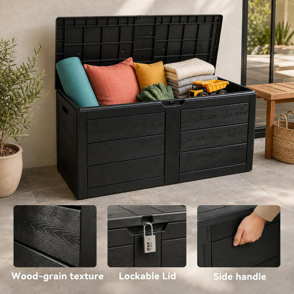 70 Gallon Deck Box, Outdoor Storage Box Waterproof, Patio Storage