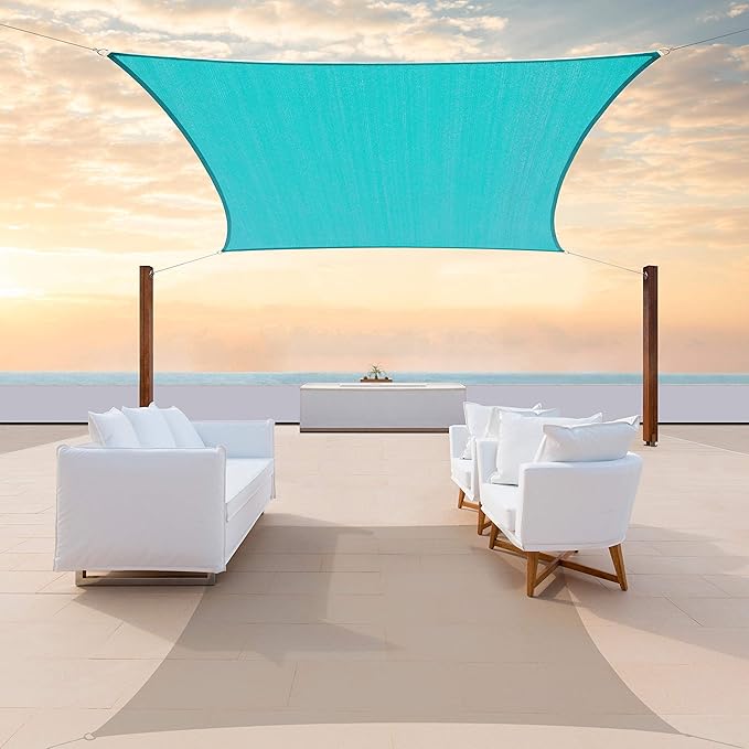 ColourTree 16' x 16' Turquoise Square CTAPS16 Sun Shade Sail Canopy M...