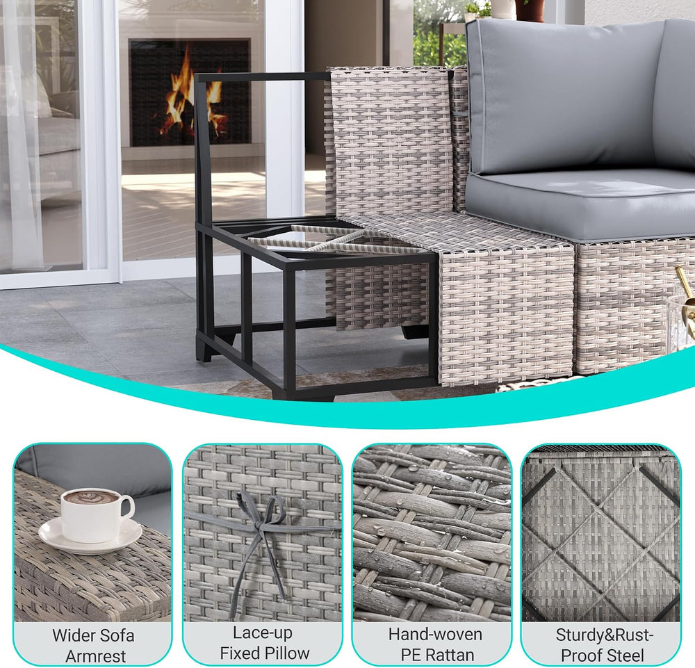 Outdoor Patio Furniture Set PE Wicker Rattan Outdoor Sectional Sofa