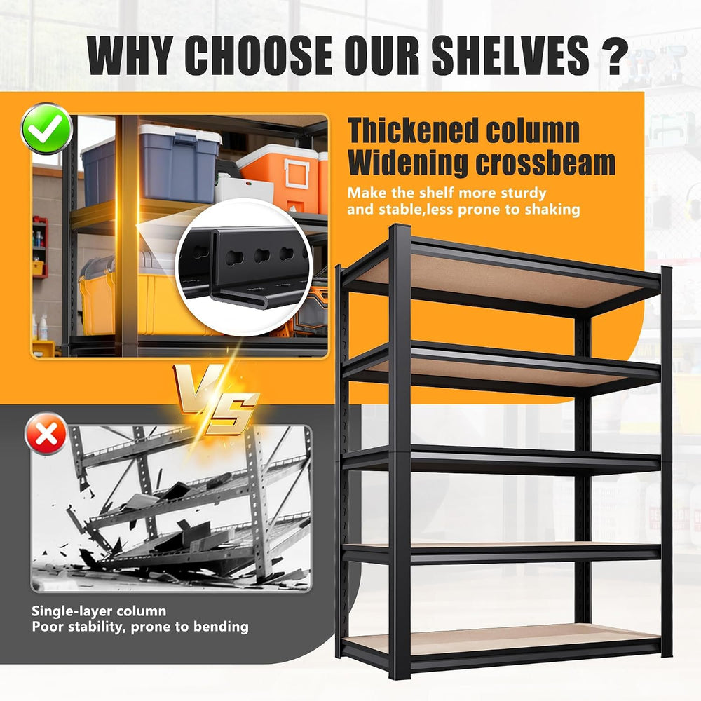 Set of 4 Garage Shelving Heavy Duty Storage Shelves, Metal Adjustable Shelvin...