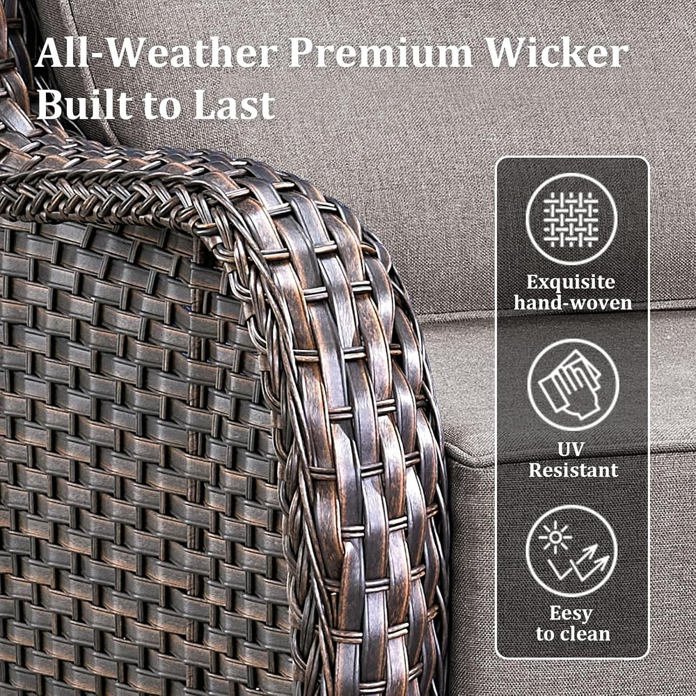 Luxury Outdoor Swivel Rocker Patio Chairs Set of 3, High Back Swivel Patio Ch...