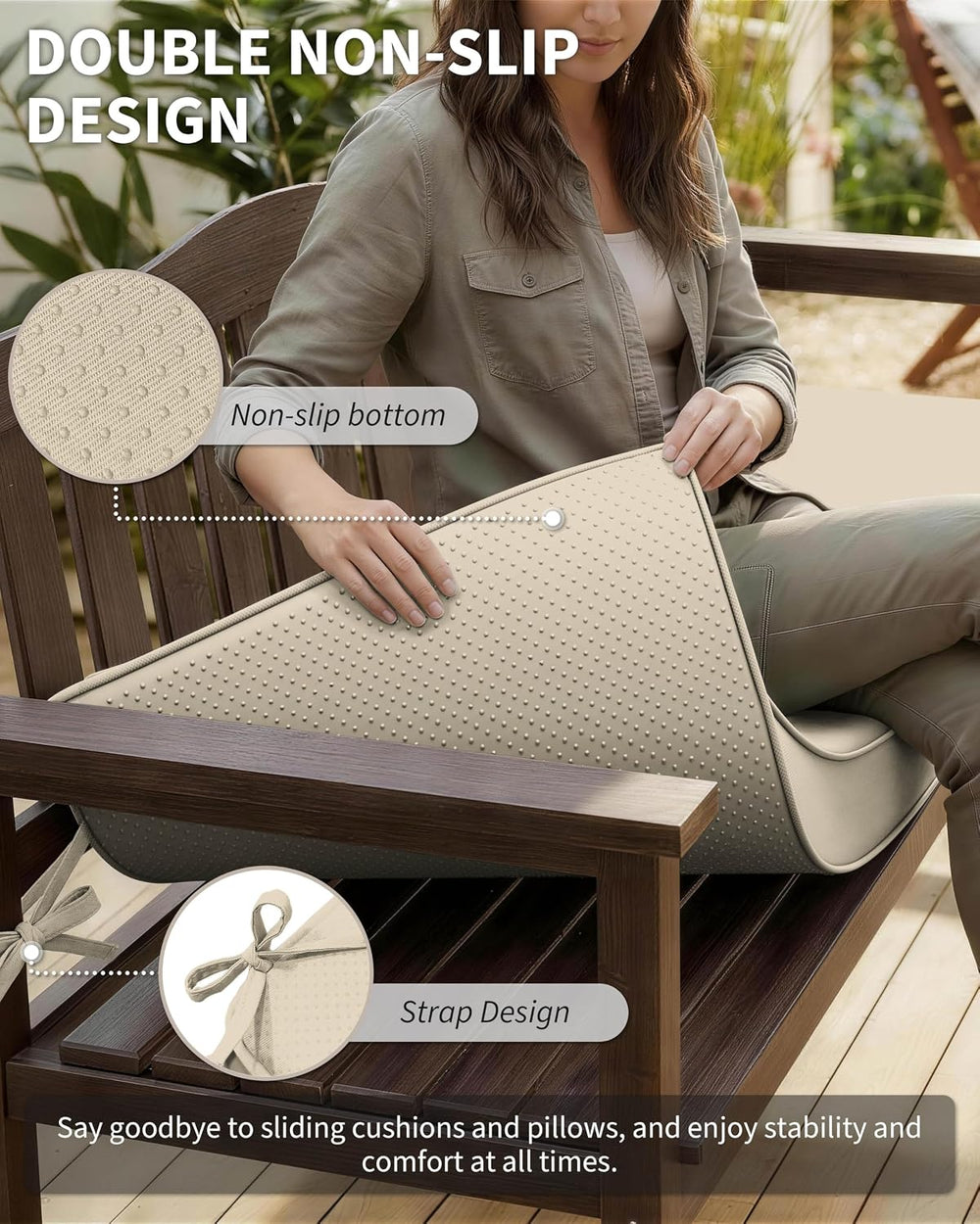 Outdoor Bench Cushions for Patio Furniture 36 X 18 Inch Water-Resistant &...