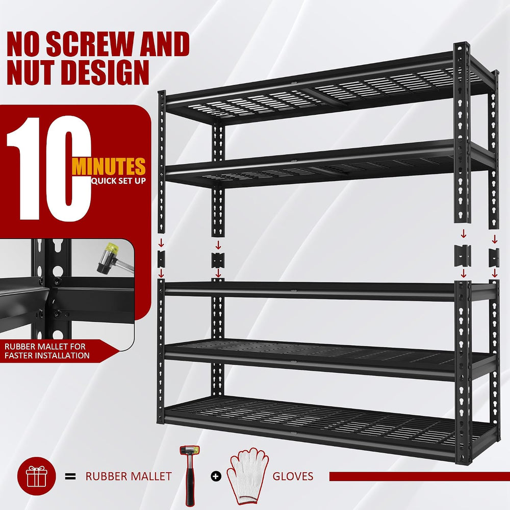 48"W Garage Shelving Heavy Duty 5-Tier Storage Shelves 3030LBS