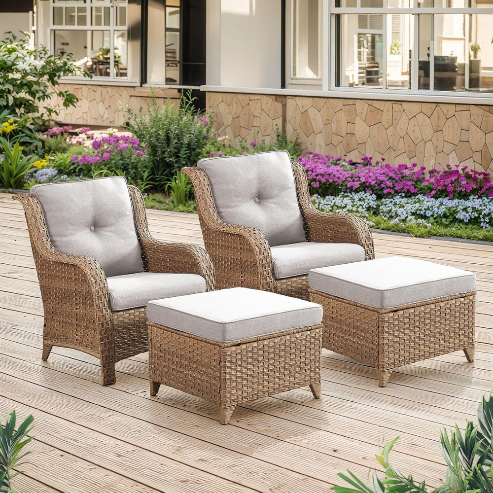 Belord Patio Chairs Set of 2-300 LBS Weight Capacity Outdoor Wicker Chairs wi...