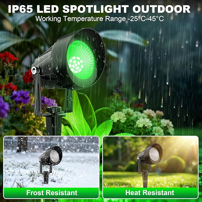 St. Patrick's Day Green Spotlights Outdoor, 14 LED Landscape Lighting wit...