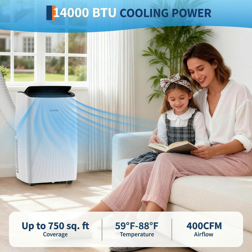 14,000 BTU Portable Air Conditioner, 4-IN-1 Portable AC Unit for Large Rooms ...