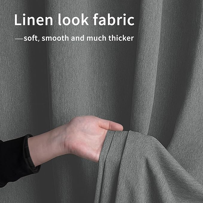 Easy-Going Linen Look Outdoor Curtains Waterproof Windproof Porch Curtains, S...