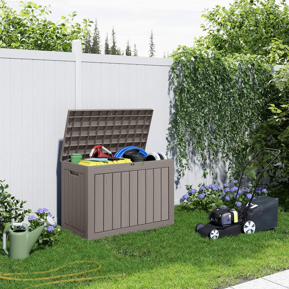 60 Gallon Deck Box, Outdoor Storage Box, Grey