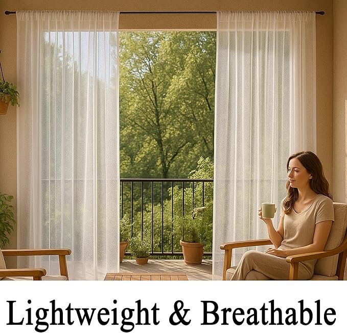 Patio Screen Mesh Outdoor Curtains Waterproof Sheer Lightweight Bug Netting f...