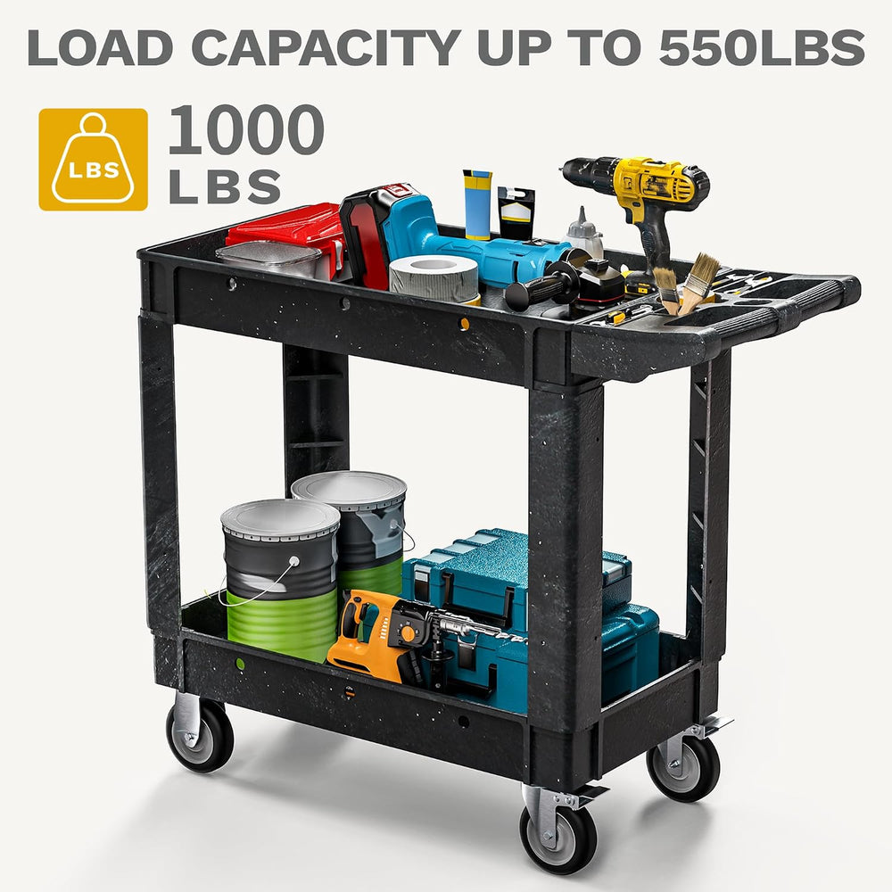 DWVO 40 x 17 in Heavy Duty Rolling Utility Cart on Wheels Black