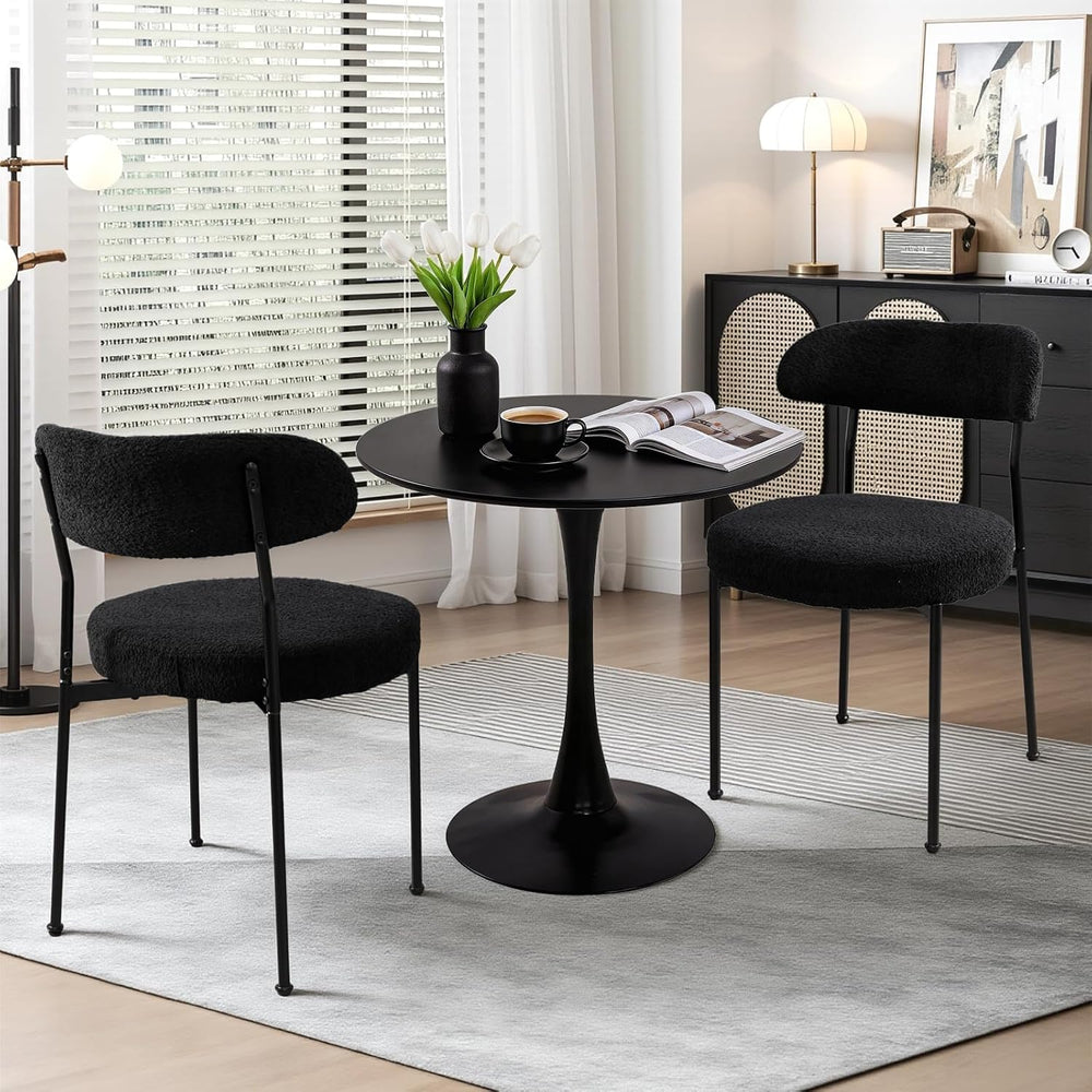24" Small Round Kitchen Table Set for 2 with Velvet Upholstered Chairs