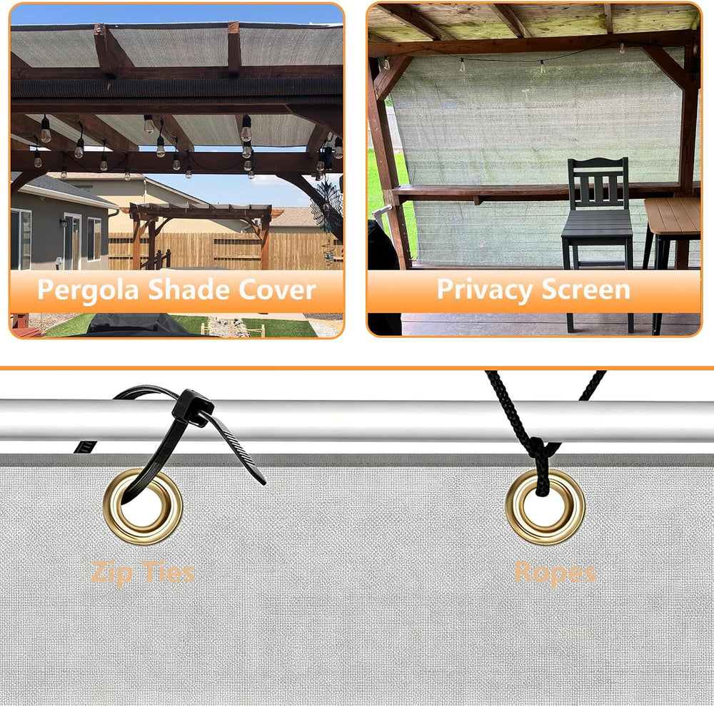 POYEE 90% Sun Shade Cloth, 10x20ft Pergola Shade Cover with Grommets