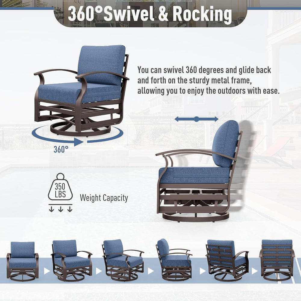 Kurapika 3 Pieces Patio Furniture Set, Outdoor Aluminum Swivel Gliders Rocker...
