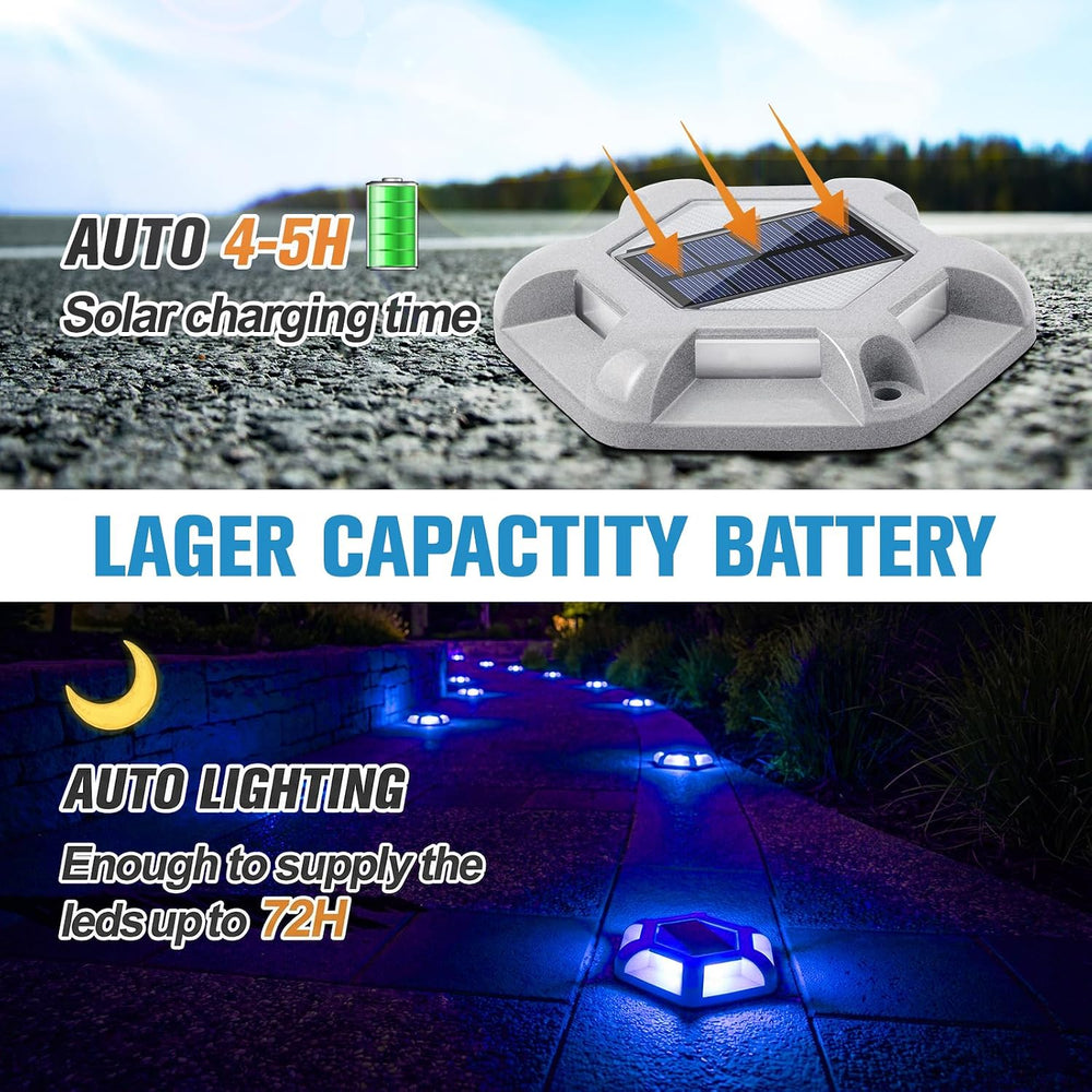 VOLISUN Solar Dock Driveway Deck Outdoor Pathway LED Lights, 12-Pack