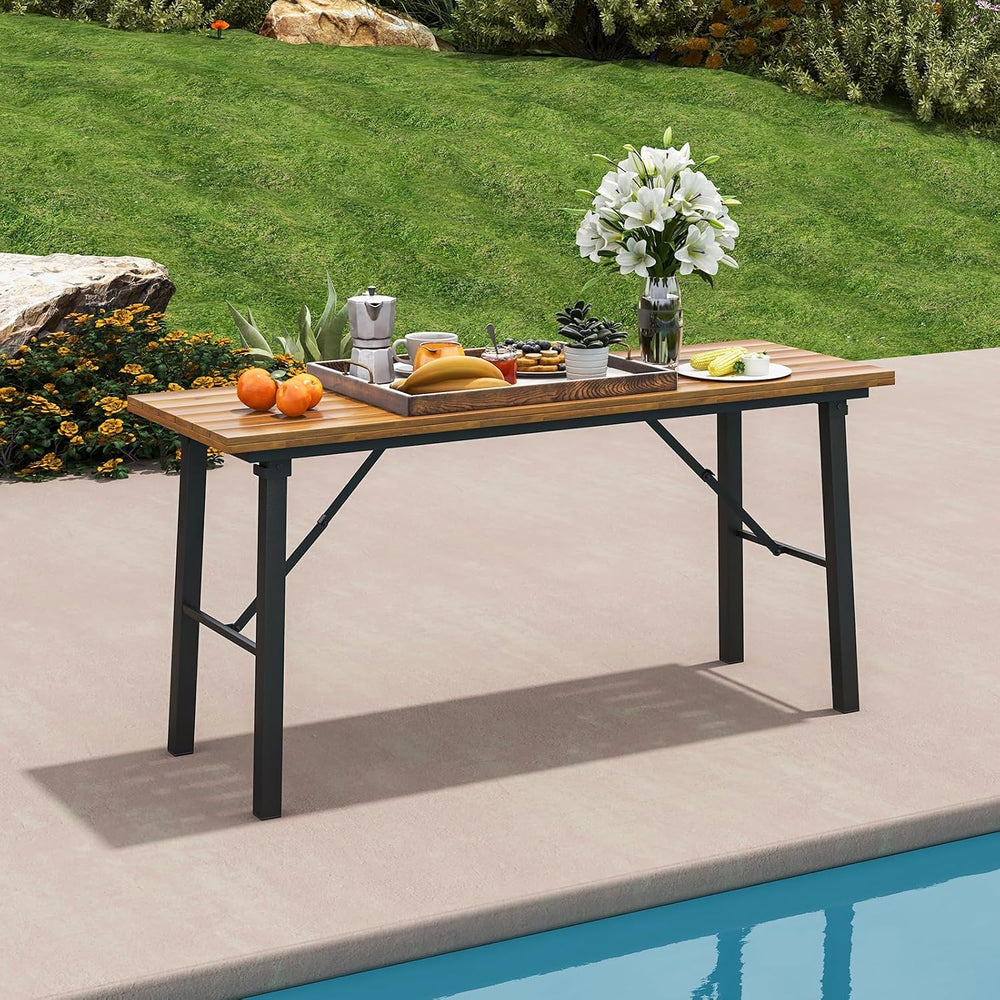 HAPPYGRILL Folding Picnic Table Bench Set, Acacia Wood Dining Table Bench w/M...