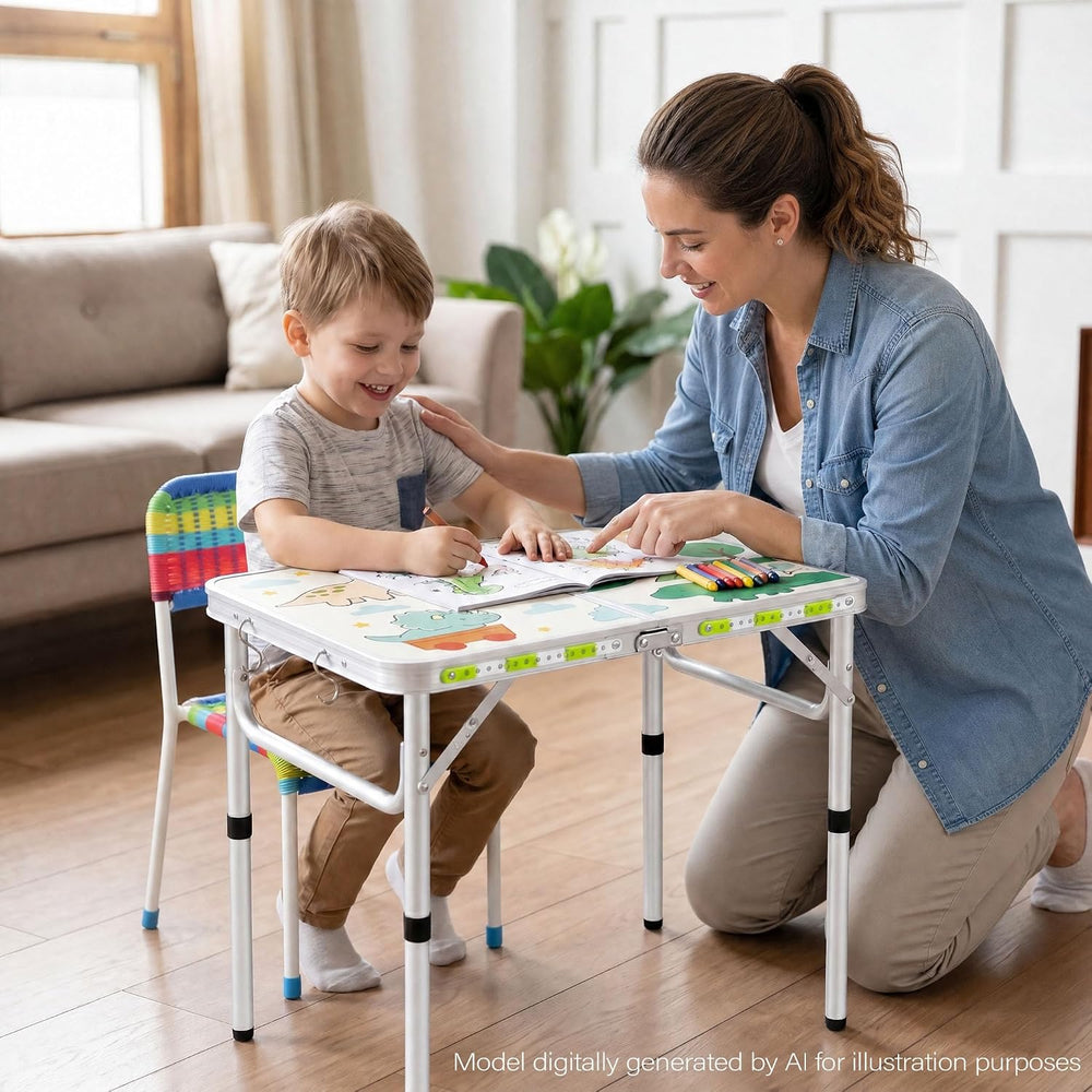 Yriuat Folding Camping Table 2ft Portable Picnic Table, Jurassic Camp