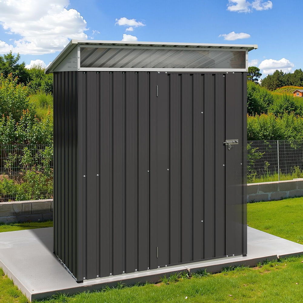 JY QAQA 5x3 FT Outdoor Garden Storage Shed, Waterproof Metal Garden Sheds wit...