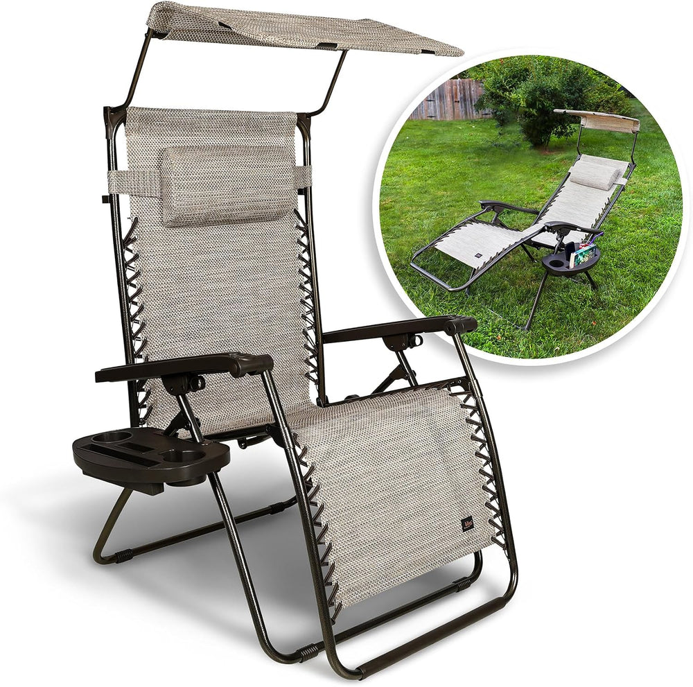 Bliss Hammocks 30" XL Zero Gravity Outdoor Lounge Chair, Sand, Set of 2