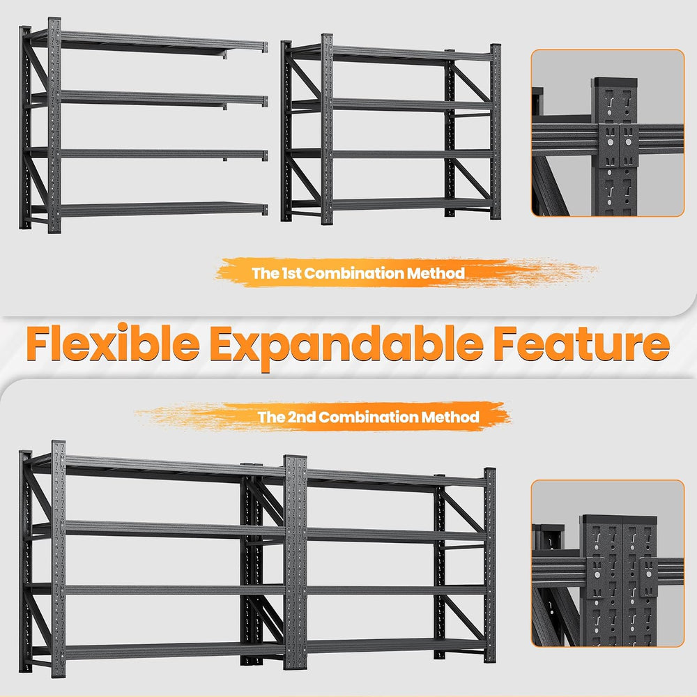 40” Wide Heavy Duty Metal Garage Shelving, Adjustable Storage Shelf