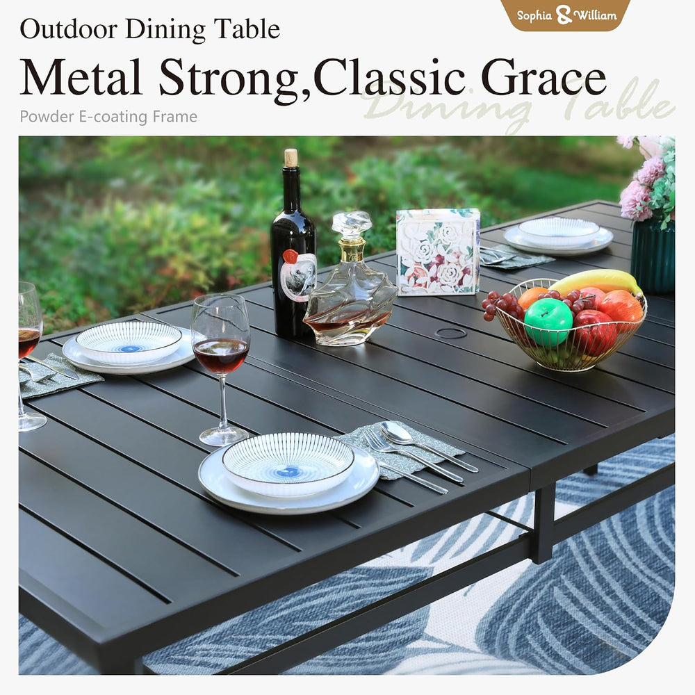 Sophia & William Outdoor Dining Set for 8 w/Metal Table & Textilene C...