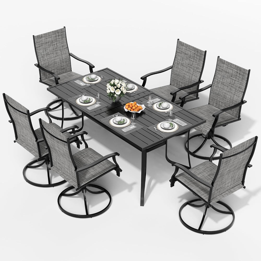 Pamapic 7 Piece Outdoor Dining Set, All Weather Patio Table and Chairs Set, 6...