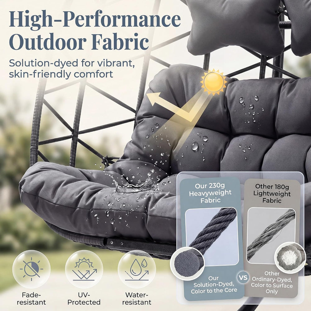 RADIATA Double Egg Swing Chair with Stand and Cover, Outdoor Large Seat