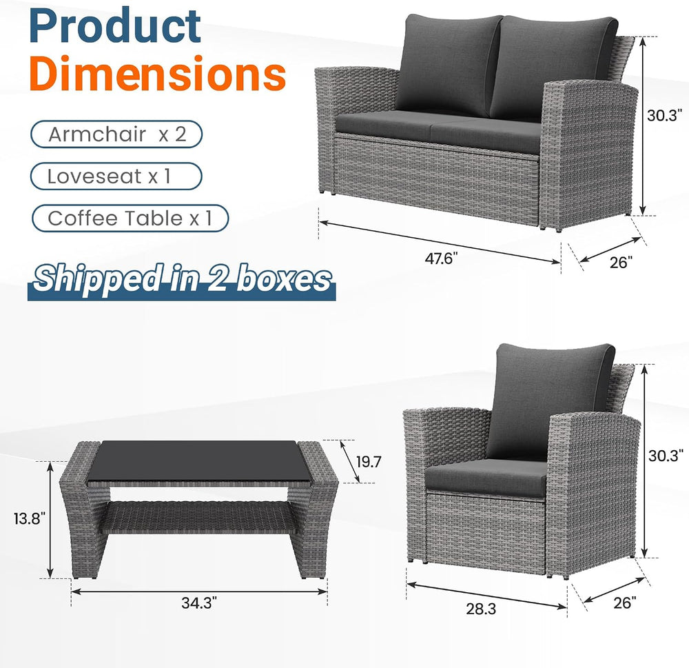 Wisteria Lane 4 Piece Outdoor Wicker Patio Furniture Set for All Weather
