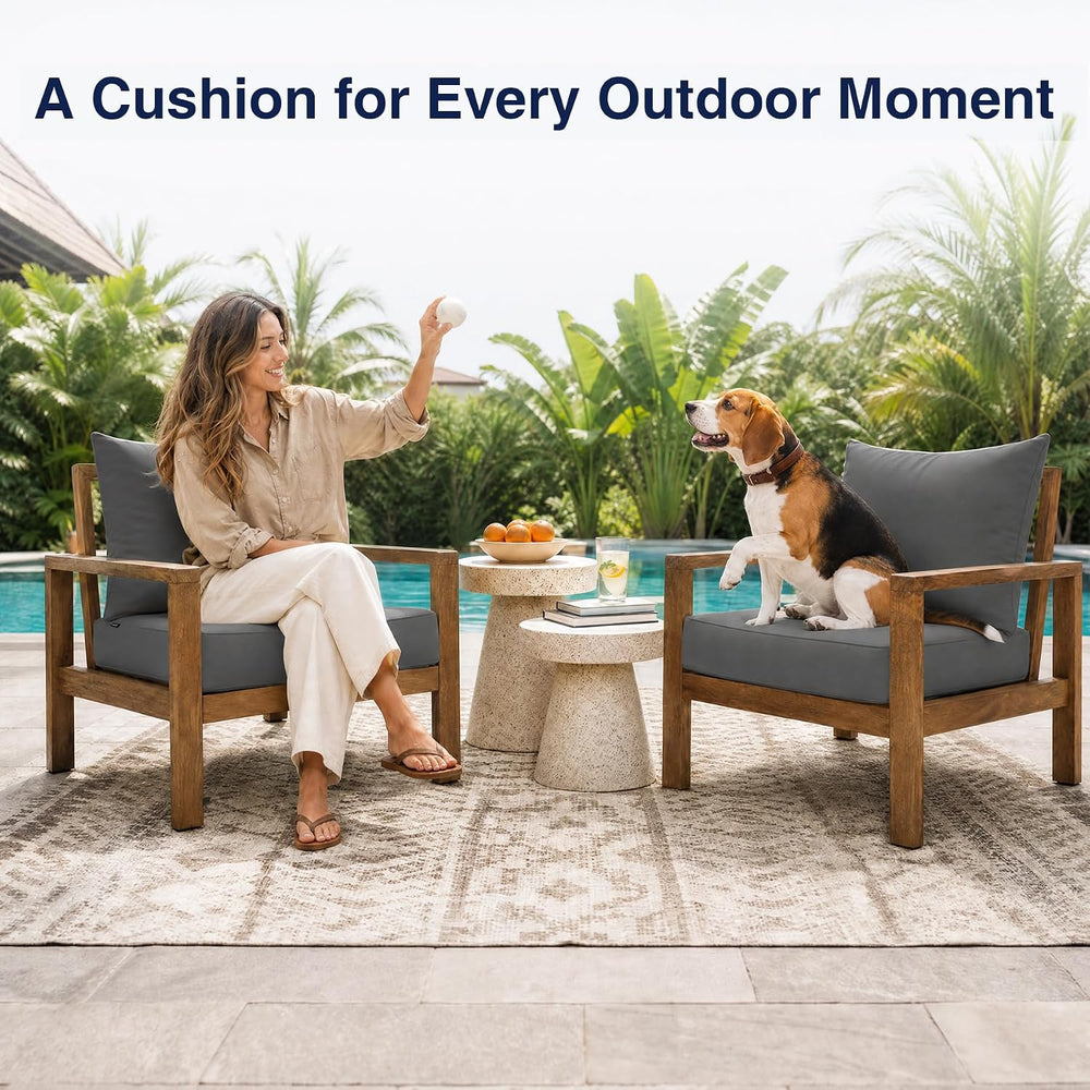 Favoyard Outdoor Patio Seat Cushions Set, 24x24 Inch, Waterproof, Dark Gray