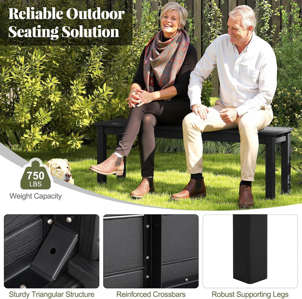 Tangkula HDPE Outdoor Bench, 2-3 Person Patio Bench, 55" Backless Garden...