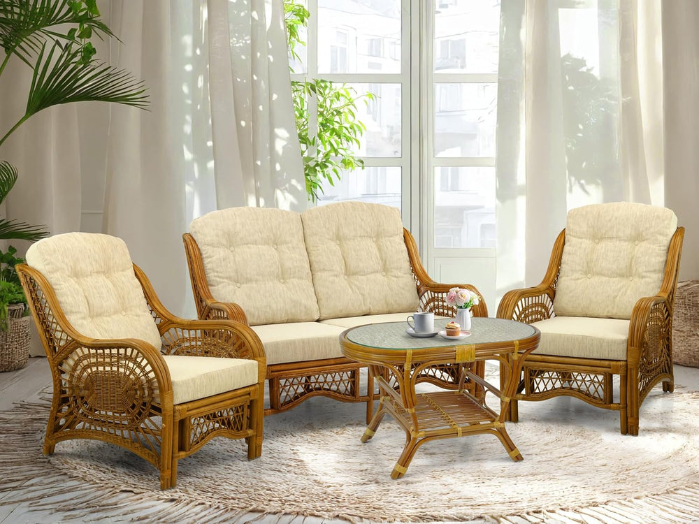 Malibu Lounge Living Accent Armchair Natural Rattan Wicker Handmade Design, C...