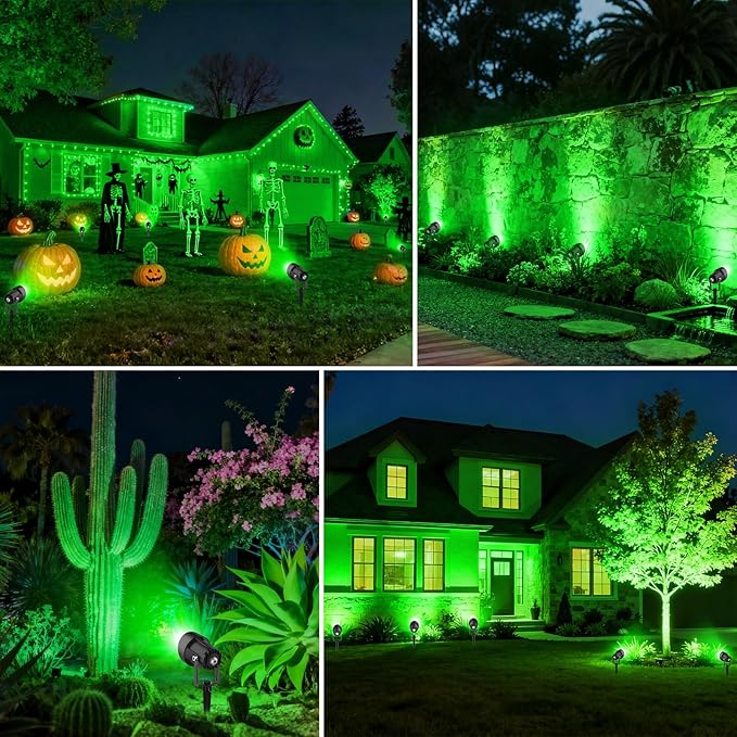 St. Patrick's Day Green Spotlights Outdoor, 14 LED Landscape Lighting wit...