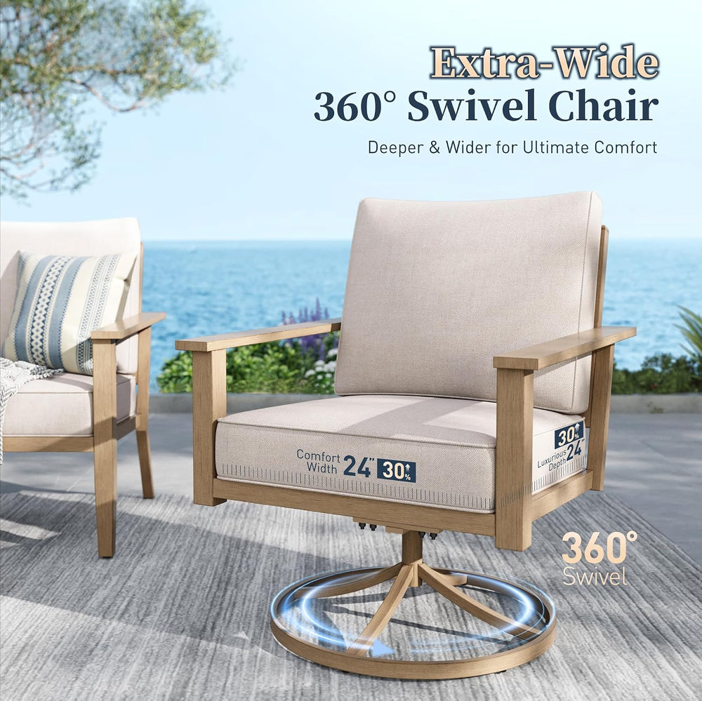 SUNSHINE VALLEY 7-Piece Metal Outdoor Patio Furniture Set, Beige