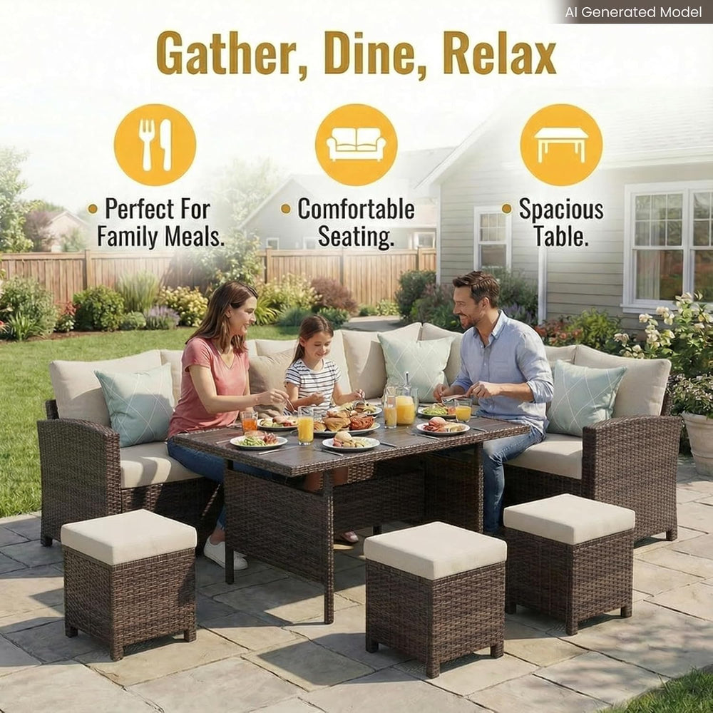 Wisteria Lane 7 Piece Patio Furniture Set, Patio Sectional for All Weather