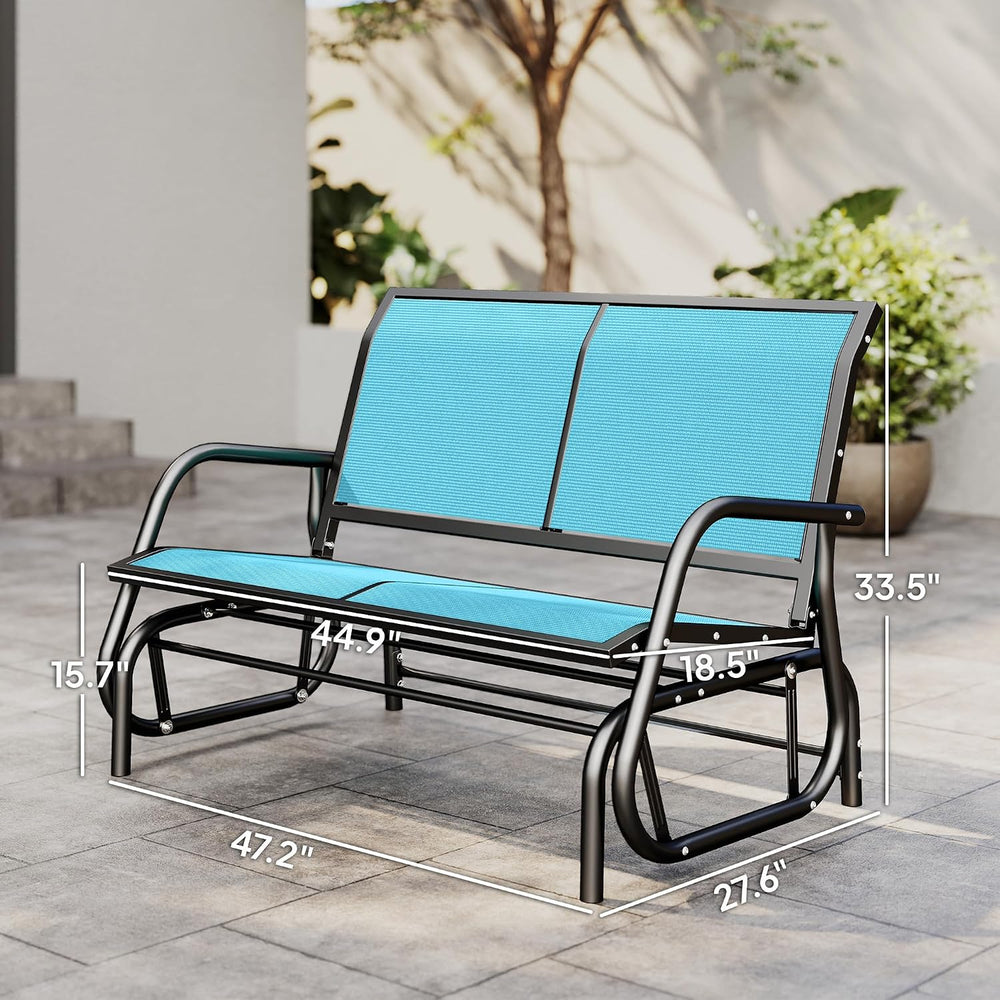 Outsunny 2-Person Outdoor Glider Bench with Steel Frame, Blue