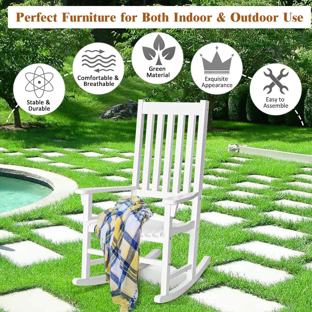 GIANTEX Rocking Chair Acacia Wood Frame, Porch Rocker Outdoor& Indoor for...