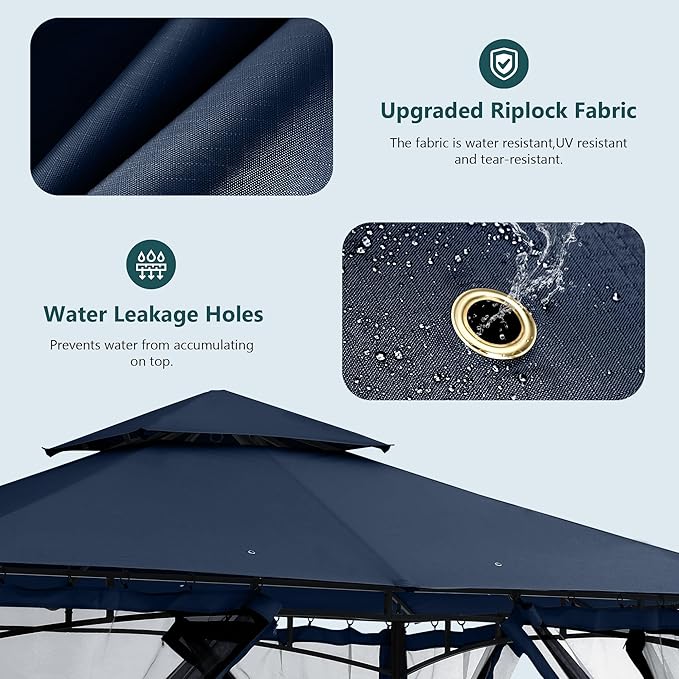 MASTERCANOPY Outdoor Garden Gazebo for Patios with Stable Steel Frame and Net...