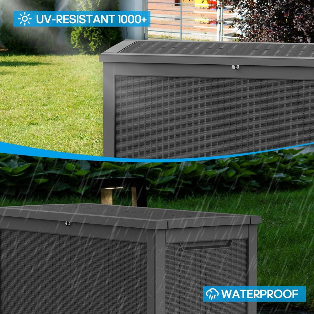 TARKARI 370 Gallon Outdoor Storage Box Waterproof, Resin Deck Boxes with Lock...