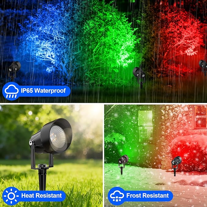 RGB Color Changing Spotlights Outdoor, LED Landscape Lighting with Remote/APP...