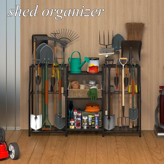 keomaisyto Garden Tool Organizer, Heavy Duty Yard Tool Tower Rack for Garage ...