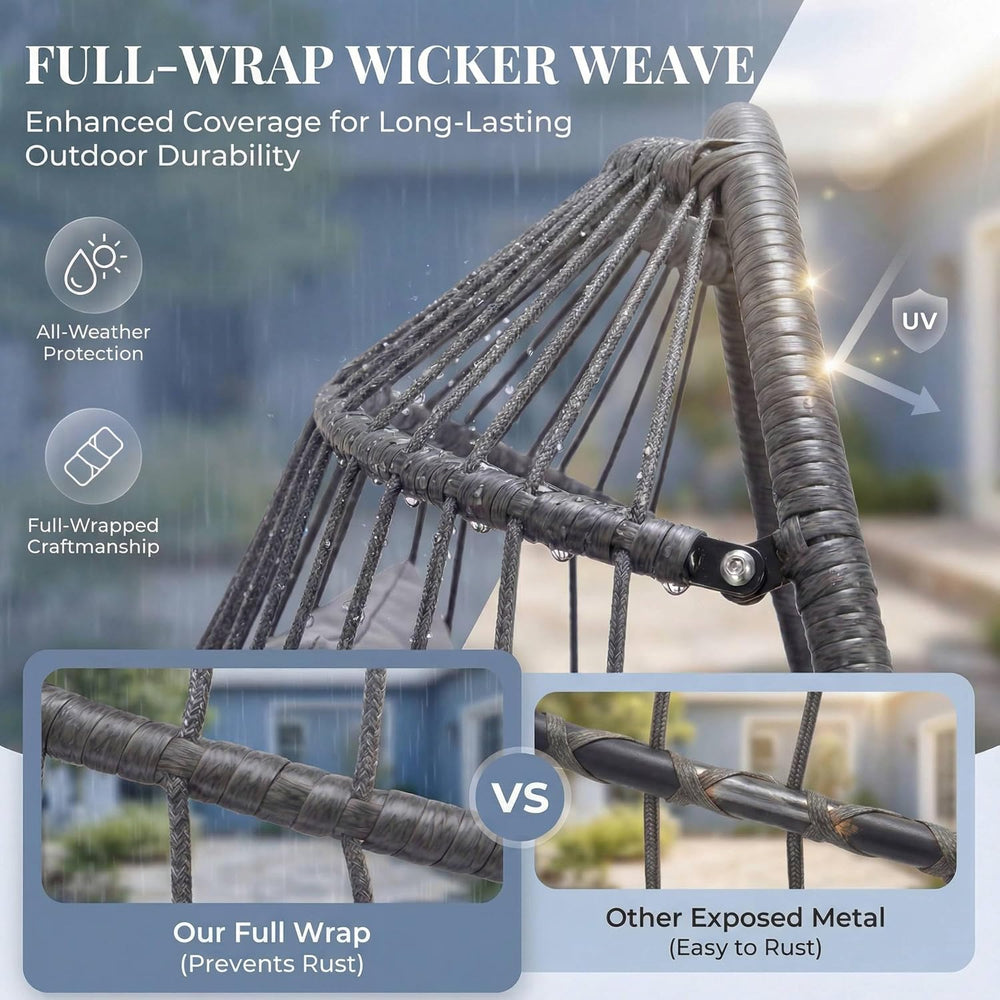 NICESOUL All Weather Swing Egg Chair Indoor Outdoor, Comfy Rattan Patio Baske...