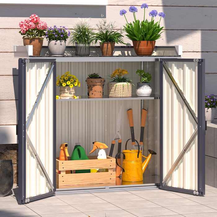 AECOJOY Outdoor Storage Cabinet Waterproof with Floor & Adjustable Shelves