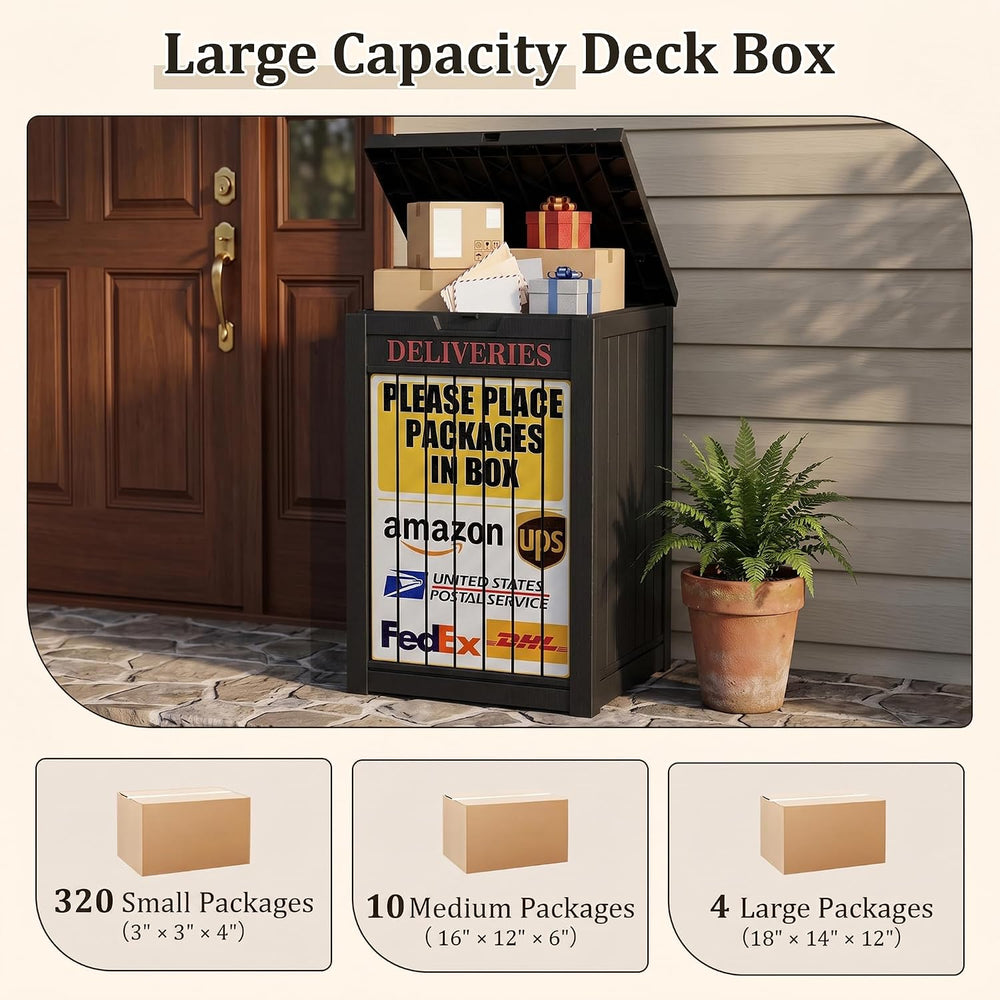 Package Delivery Boxes for Outside, Deck Storage Box Lockable Secure Design
