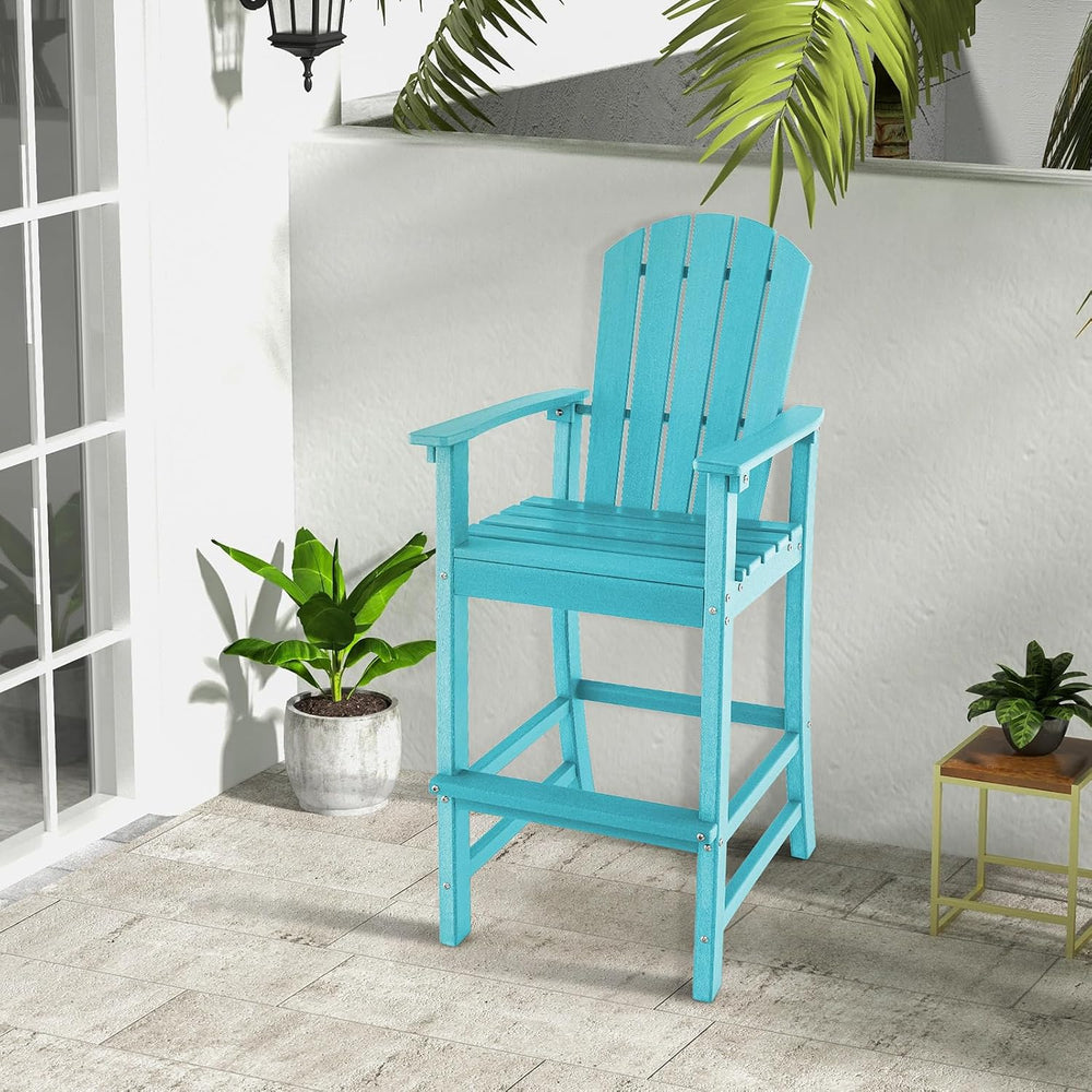 GIANTEX HDPE Outdoor Bar Stools - All Weather Tall Adirondack Chair with Armr...