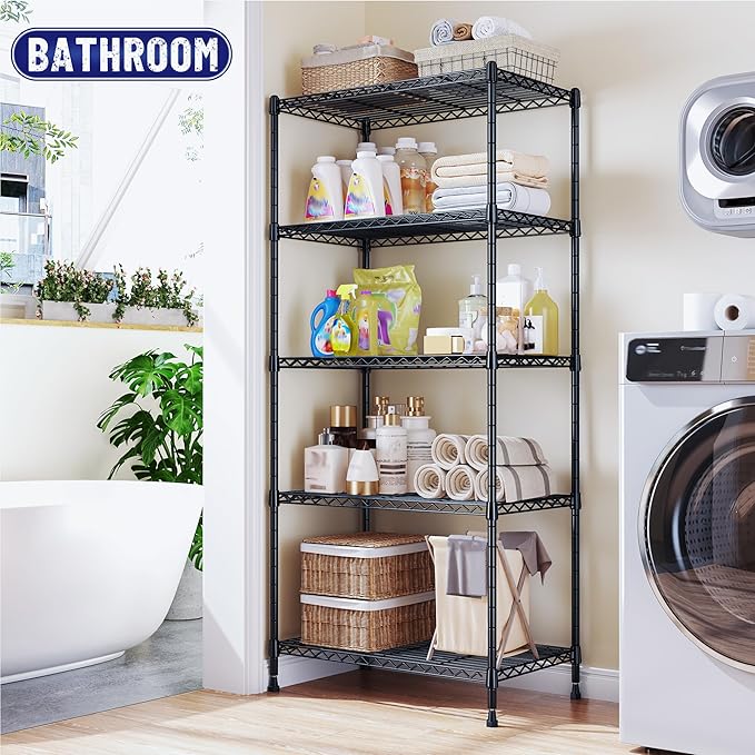 Storage Shelves Adjustable Metal Shelving Unit 5 Tier Wire Shelving,1010LBS P...