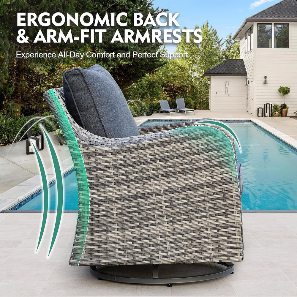 MEISSALIVVE Patio Furniture Set with Swivel Rocking Chairs, 10 Pieces Patio C...