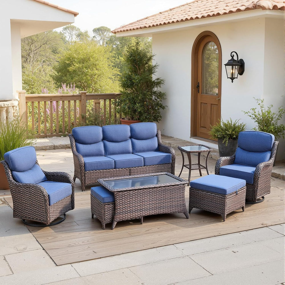 Belord Luxury 6" Thick Cushioned 7 Pieces Patio Furniture Set with Outdo...
