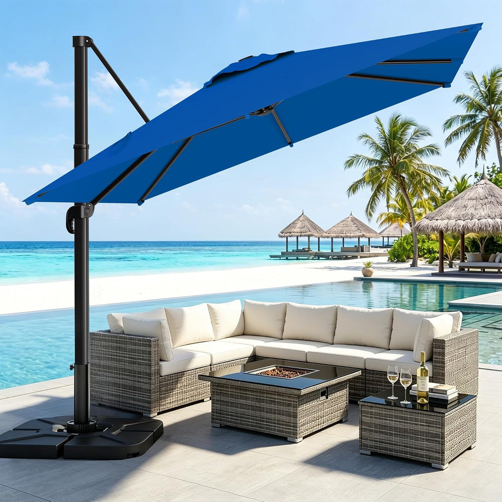 AreShark 10 X 13 FT Cantilever Umbrella w/ 360-Degree Rotation, Royal Blue